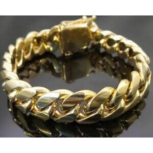 New 18k yellow gold Cuban link bracelet 18mm thick